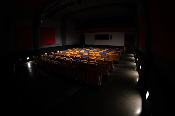 Large empty theatre auditorium before the performance. centre sant pere 1892